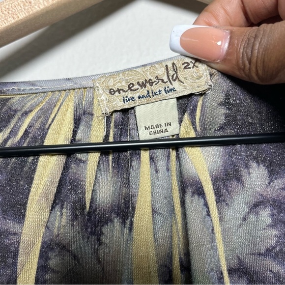 One World Women Top 2X Sublimation Boho Velvet Studded Art Fairy Grunge - Picture 2 of 10